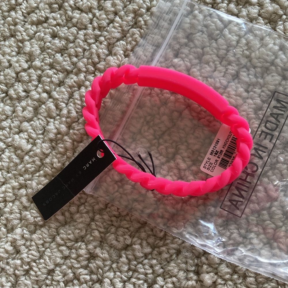 NEW Marc by Marc Jacobs Workwear Braided Bracelet Knockout Pink Neon RARE NWT